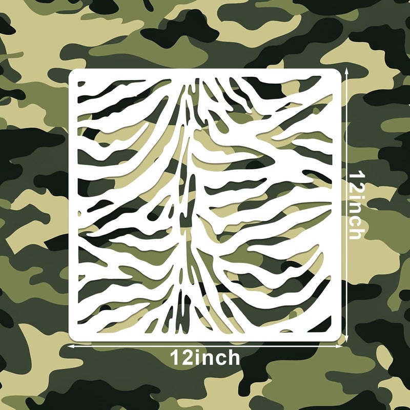 Resflyar 9 PCS 12 Inch Camouflage Stencils, Digital Camo Reusable Plastic Paint Templates for Painting on Wood, Camouflage Stencils House Furniture Fabric Wall Fabric DIY Crafts Decorations - Image 2
